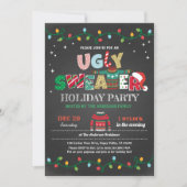 Ugly sweater Christmas holiday party chalkboard Invitation (Front)