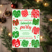 UGLY SWEATER Christmas Holiday Party Cute Custom Invitation