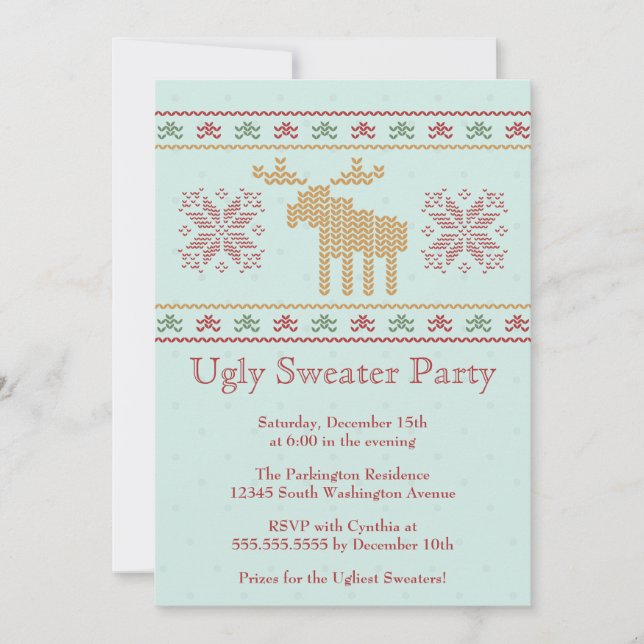 Ugly sweater christmas holiday party invitation (Front)