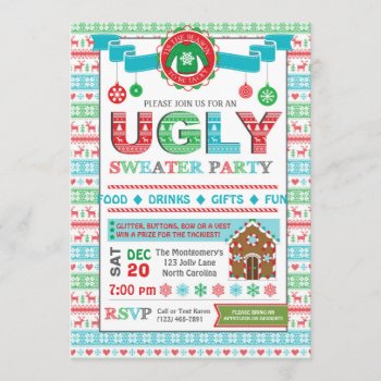 Ugly Sweater Christmas Holiday Party Invitation by YourMainEvent at Zazzle