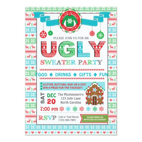 Ugly Sweater Christmas Party Invitation