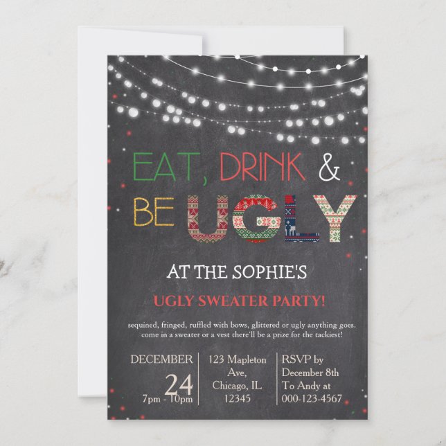 Ugly Sweater Christmas Holiday Party Invitation (Front)