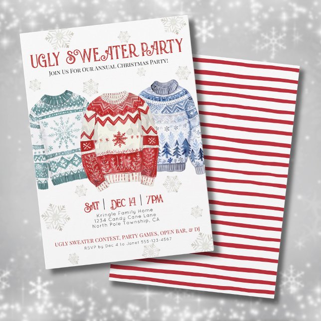 Ugly Sweater Christmas Holiday Party Invitation (Ugly Sweater Christmas Party Invitation)