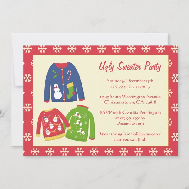 Ugly sweater christmas holiday party invitation (Front)
