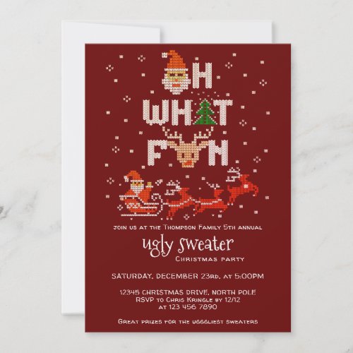 Ugly Sweater Christmas Holiday Party R Oh What Fun Invitation