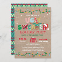 Ugly sweater Christmas holiday party rustic Invitation