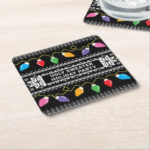 Ugly Sweater Christmas Holiday Party Square Paper Coaster