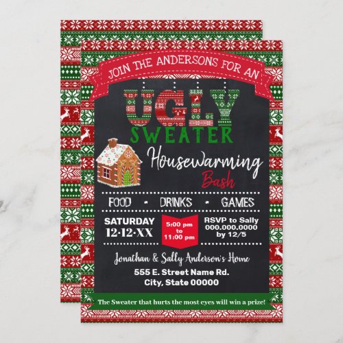 Ugly sweater Christmas Housewarming Bash Invitation