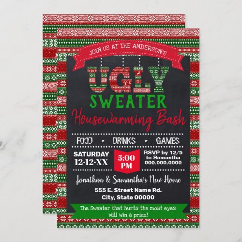 Ugly Sweater Christmas Housewarming Bash Invitation