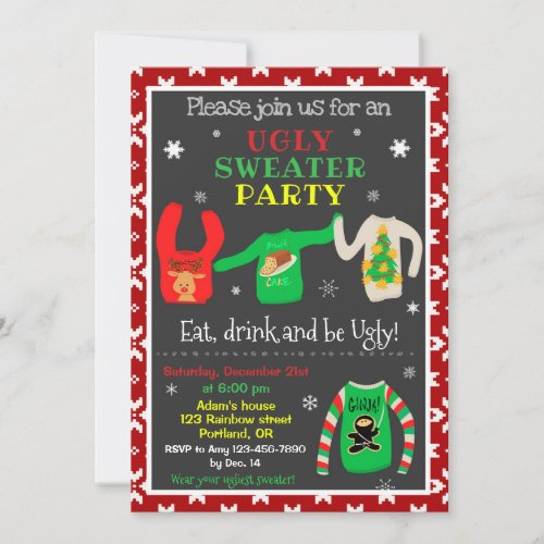 Ugly sweater christmas invitation Sweater party