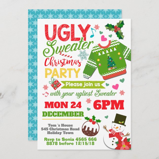 Ugly sweater christmas invitations (Front/Back)