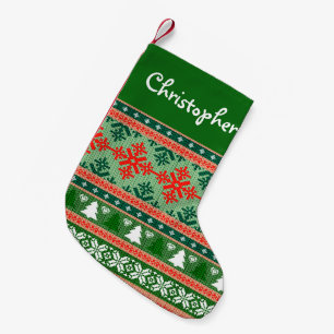 Ugly Sweater Christmas Knit Personalized Small Christmas Stocking