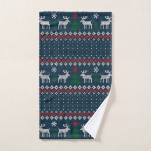 Ugly Sweater Christmas Knitted Pattern Hand Towel