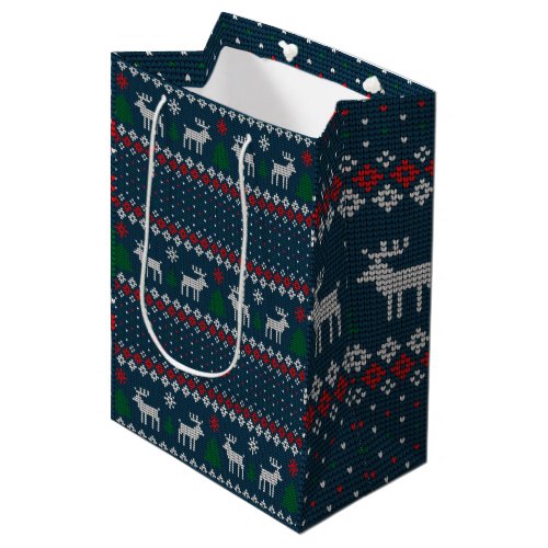 Ugly Sweater Christmas Knitting Pattern Holiday Medium Gift Bag