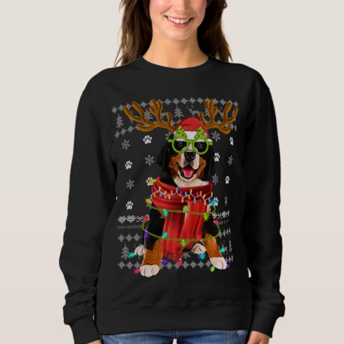 Ugly Sweater Christmas Lights Bernese Mountain Dog