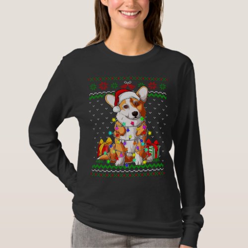 Ugly Sweater Christmas Lights Corgi Dog Lover