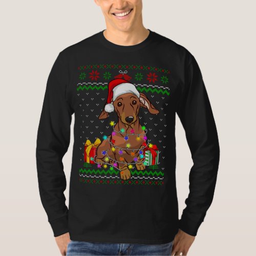 Ugly Sweater Christmas Lights Dachshund Dog Lover
