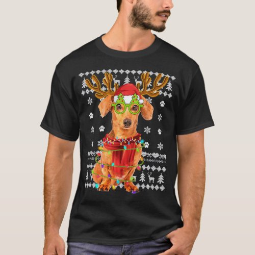 Ugly Sweater Christmas Lights Dachshund Dog Puppy 