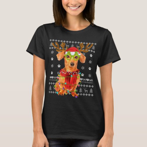 Ugly Sweater Christmas Lights Dachshund Dog Puppy