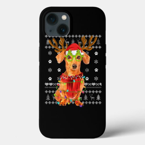 Ugly Sweater Christmas Lights Dachshund Dog Puppy  iPhone 13 Case