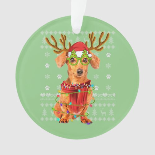Ugly Sweater Christmas Lights Dachshund Dog Puppy Ornament