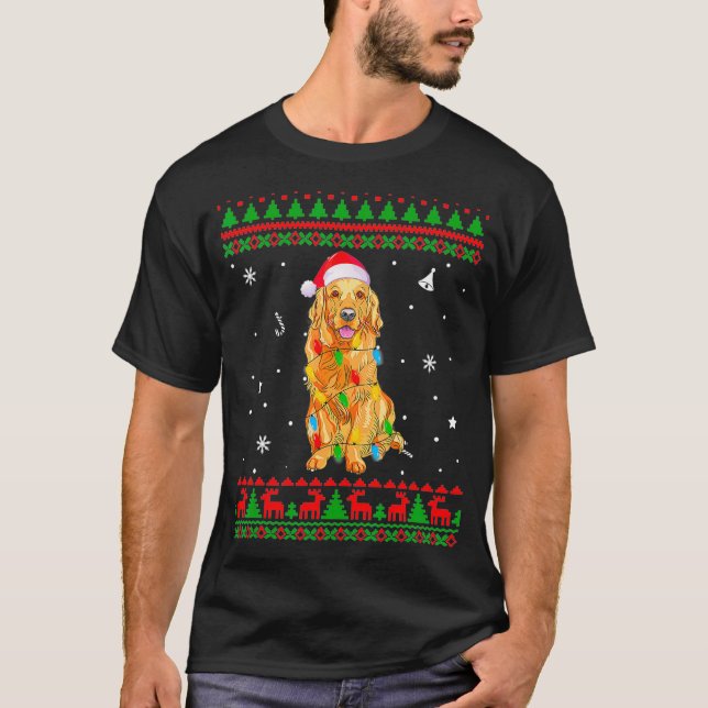 Ugly Sweater Christmas Lights Golden Retriever Dog (Front)