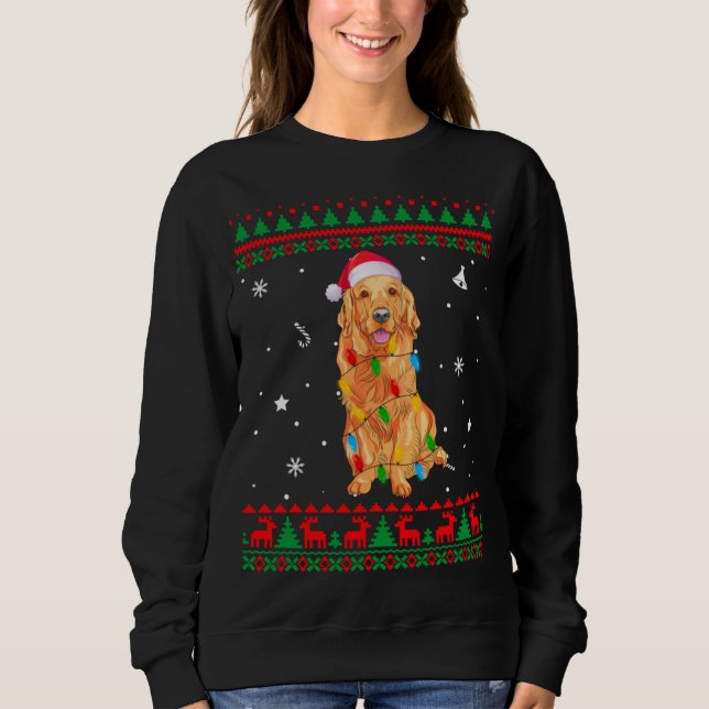 Ugly Sweater Christmas Lights Golden Retriever Dog (Front)
