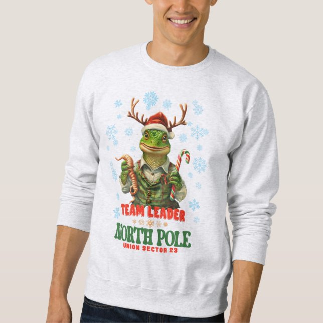 Ugly sweater Christmas lizard elf north pole union (Front)