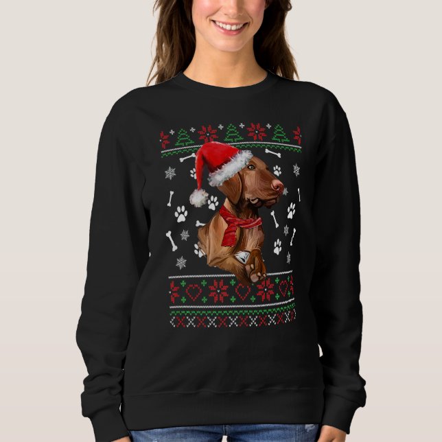 Ugly Sweater Christmas Magyar Vizsla Dog Santa Hat (Front)