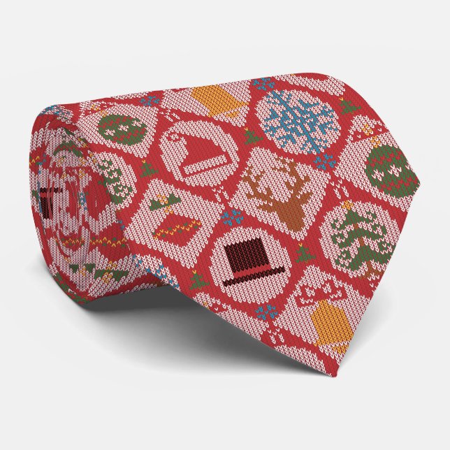 Ugly Sweater Christmas Neck Tie (Rolled)