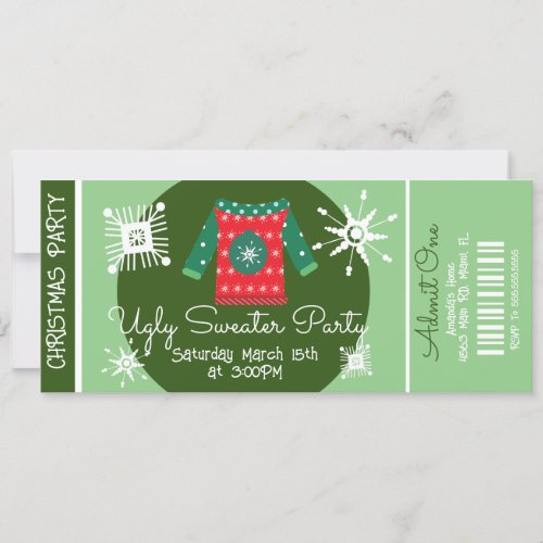 Ugly Sweater Christmas Office Ticket Party Invitation