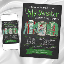 Ugly Sweater Christmas Party Chalk Invitation