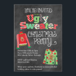 Ugly Sweater Christmas Party Chalkboard Style Invitation<br><div class="desc">Our colorful and fun Ugly Sweater Christmas party invitation features a chalkboard background look with festive Christmas sweaters and a mix of holiday patterns throughout the design! Perfect for any ugly sweater or tacky Christmas sweater theme holiday party!</div>