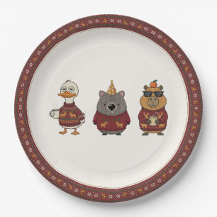 Ugly Sweater Christmas Party Characters Plates