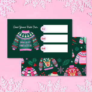 Ugly Sweater Christmas Party Competition Voting Enclosure Card
