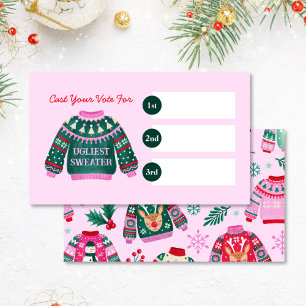 Ugly Sweater Christmas Party Competition Voting  Enclosure Card