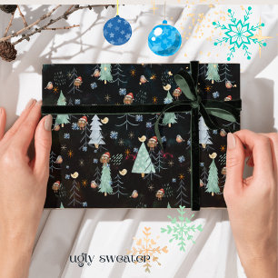 Ugly Sweater Christmas Party cute Owl Wrapping Paper