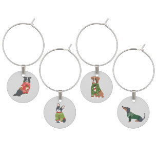 Ugly Sweater Christmas Party Dogs In Ugly Sweaters Wine Charm