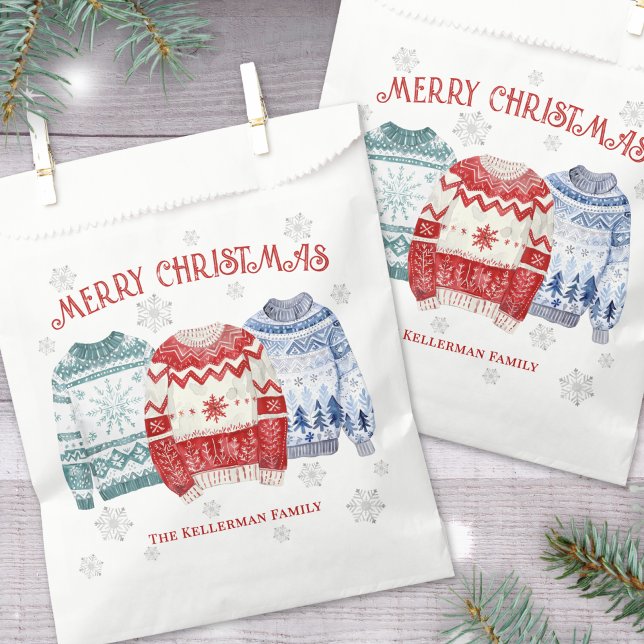 Ugly Sweater Christmas Party Favor Bag (Ugly Sweater Merry Christmas Party Favor Bag )