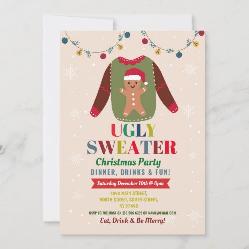 Ugly Sweater Christmas Party Festive Jumpers Invitation