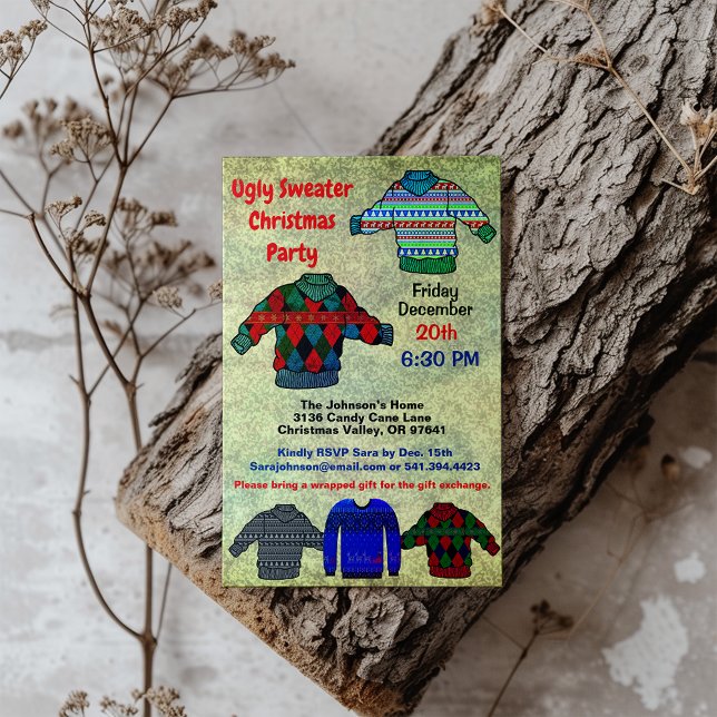 Ugly Sweater Christmas Party Filtered Colors Invitation (Ugly Sweater Christmas Party Recoleta Colors Invitation cover)