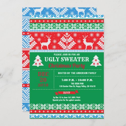 Ugly sweater Christmas party holiday cocktail Invitation