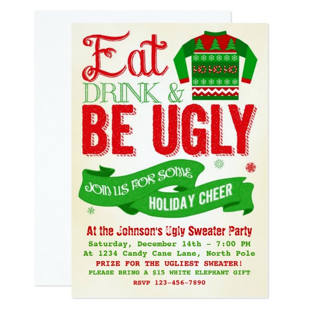 Ugly Sweater Christmas Party Holiday Invitation