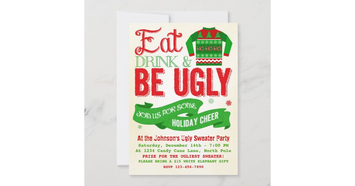 Eat Drink and Be Tacky Christmas Party Cups Ugly Sweater Xmas