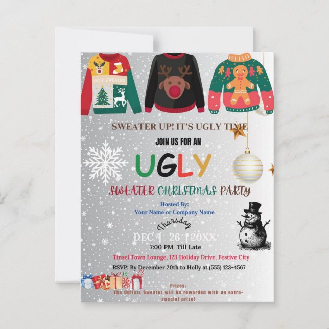 Ugly Sweater Christmas Party Invitation (Front)