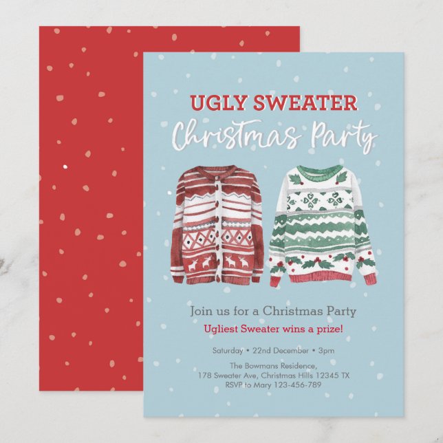Ugly Sweater Christmas party Invitation (Front/Back)