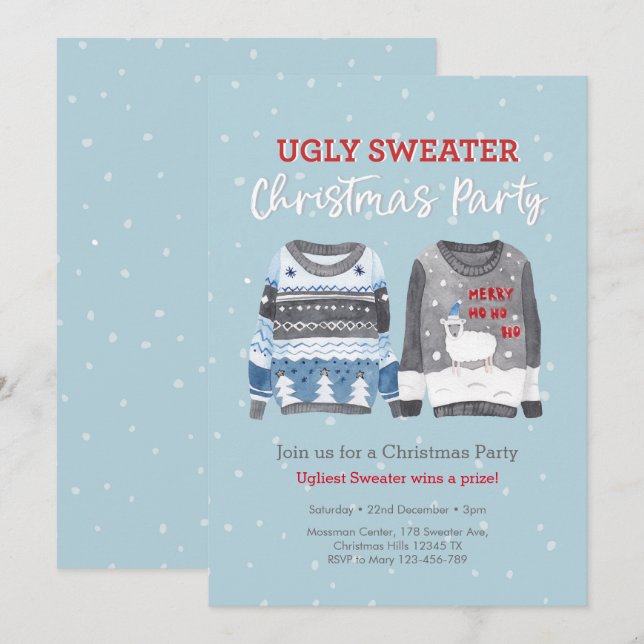 Ugly Sweater Christmas party Invitation (Front/Back)