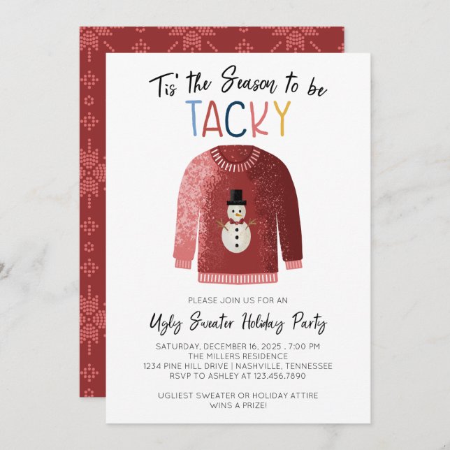 Ugly Sweater Christmas Party Invitation (Front/Back)