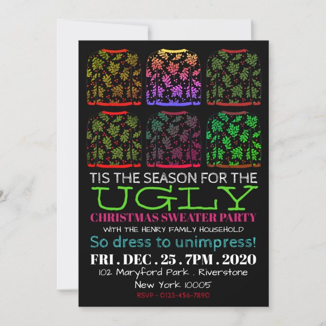 Ugly Sweater Christmas Party Invitation (Front)