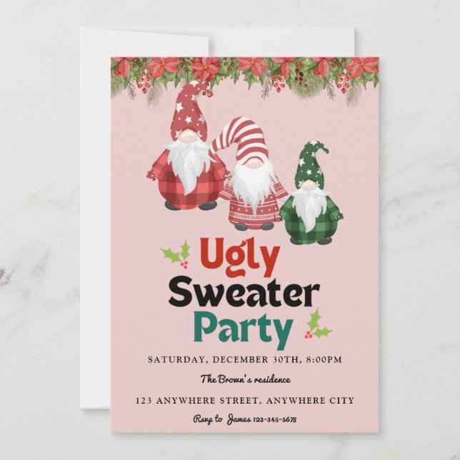 Ugly Sweater Christmas Party Invitation (Front)